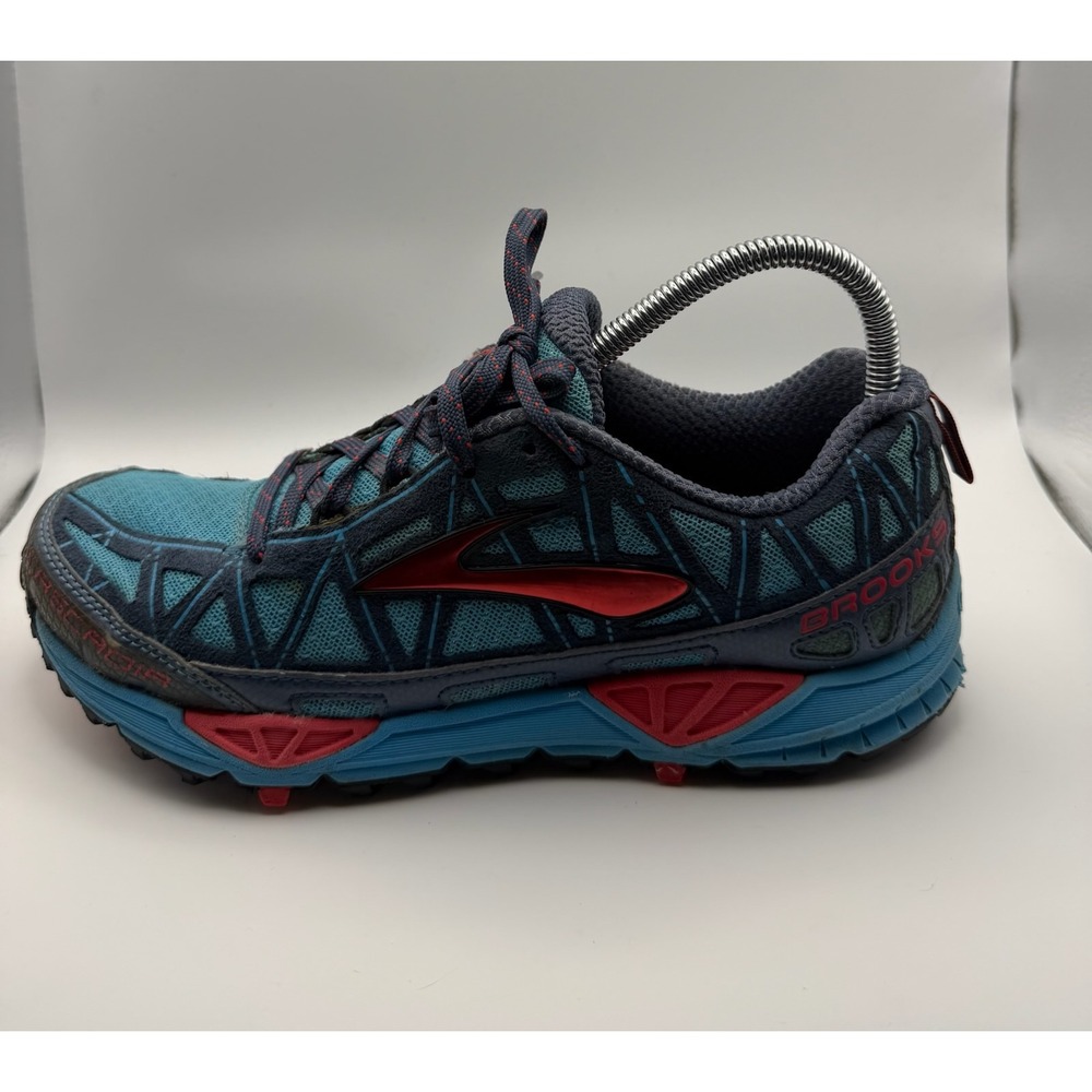 Brooks Cascadia 9 Trail Running Shoes Womens 8 Blue Red Good 1201271B405